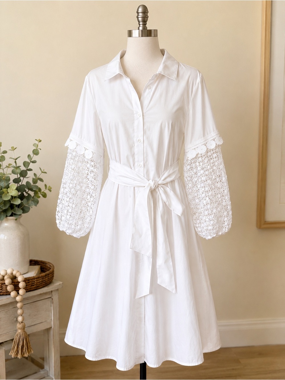 🤍 NWT New York & Company White Shirt Dress Size M